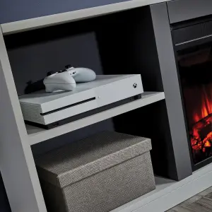 Suncrest Camden Grey MDF & stainless steel Freestanding Electric fire suite