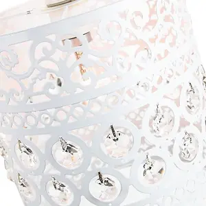 Traditional and Ornate White Easy Fit Pendant Shade with Clear Acrylic Droplets