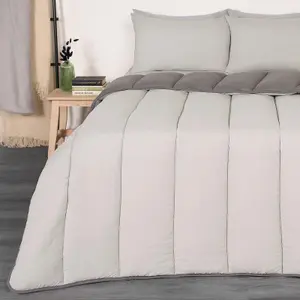 Coverless 10.5 Tog Duvet & Pillowcase, Grey/Silver - Single