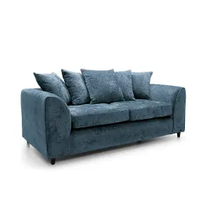 Harriet Crushed Chenille 3 Seater Sofa in  Dark Blue