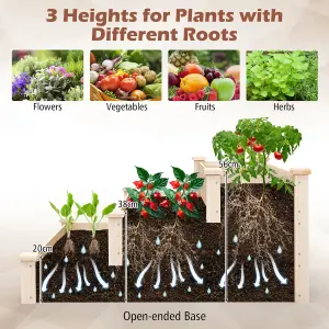 Costway 3-tier Raised Garden Bed Tiered Garden Box Patio Elevated Planter Box