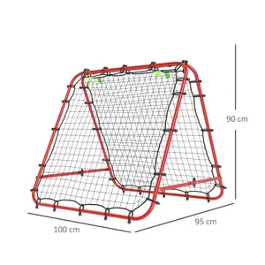 HOMCOM Rebounder Net Football Target Goal with Adjustable Angles, Red