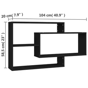 Jaleshia 3 Piece Rectangle Floating Shelf Matte Black