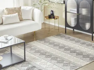 Wool Area Rug 160 x 230 cm Beige and Grey BOZOVA