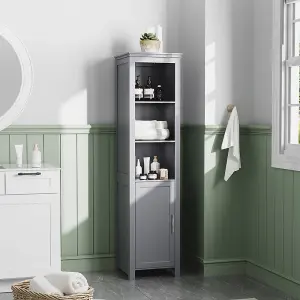 Freestanding Bathroom Tall Cabinet with Magnetic Door 161.5cm H x 40cm W x 30cm D