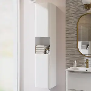 GoodHome Nevado Tall Matt White Double Bathroom Column cabinet (H)160cm (W)35cm