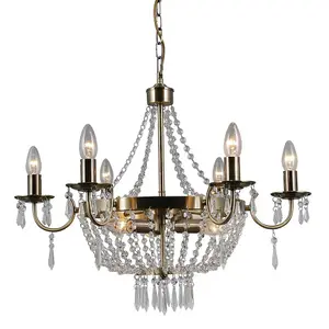 Luminosa Hanging Pendant Antique Bronze 9 Light  with Crystal Glass Shade, E14