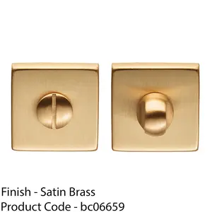 Square Rose Thumbturn & Release Lock - Satin Brass - Bathroom Door WC