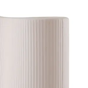 Pink Vase Irregular Vase Ribbed Textured Ceramic Vase