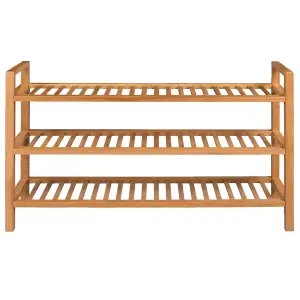 Shoe Rack with 3 Shelves 100x27x60 cm Solid Oak Wood