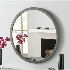 Tabatha Wood Flat Wall Mirror Dark Grey / 110cm H x 110cm W