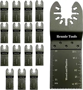 Rennie Tools Pack Of 15 x 35mm Oscillating Multi Tool Blades Set Compatible with Dremel Fein Multimaster Makita Etc Wood Saw Blade