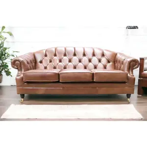 Chesterfield Handmade 3 Seater Sofa Settee Legacy Antique Whisky Leather In Victoria Style