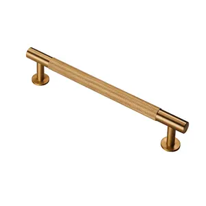 Knurled Bar Door Pull Handle 190 x 13mm 160mm Fixing Centres Satin Brass