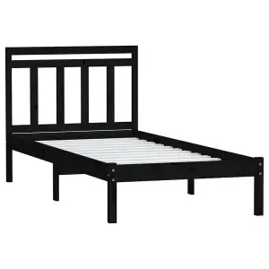 Berkfield Bed Frame Black Solid Wood Pine 100x200 cm