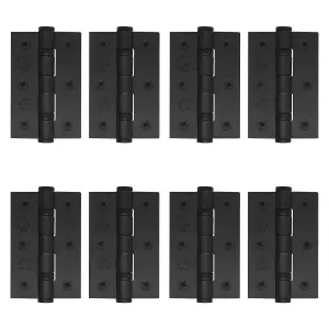 AFIT Matt Black Door Hinges - 3 Inch / 76mm  Internal Fire Door Hinges - 4 Pairs