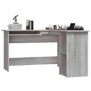 Berkfield Corner Desk Grey Sonoma 120x140x75 cm Engineered Wood