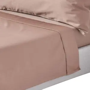 Homescapes Brown Organic Cotton Flat Sheet 400 Thread count, Single