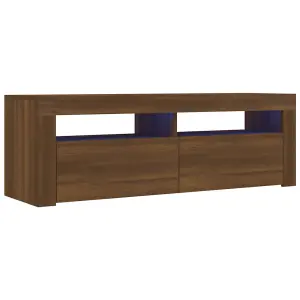 Berkfield TV Cabinet with LED Lights Brown Oak 120x35x40 cm