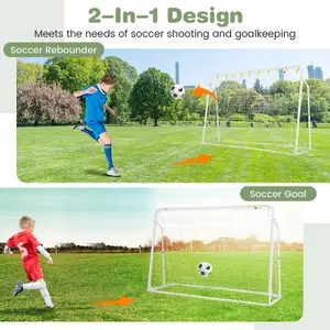 Costway 2-in-1 Kids Football Rebounder & Goal Angle-Adjustable Football Training Net