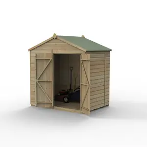 Forest Garden Beckwood Shiplap 7x5 ft Apex Natural timber Wooden Pressure treated 2 door Shed with floor (Base included) - Assembly service included