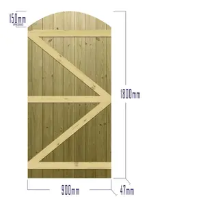 Premier Garden Supplies Pedestrian Gate 180cm (6ft) High x 90cm Wide Tongue & Groove Arch Top Semi-Braced Single Swing Gate