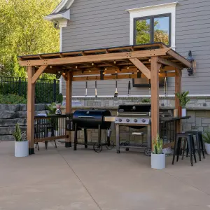 Backyard Discovery Saxony XL 100% Cedar Wood BBQ/Grill Gazebo