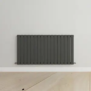 Horizontal Anthracite Single Flat Panel Radiator (H) 600 mm x (W) 1156 mm, 3726 BTU.