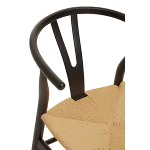 Wishbone Black Beechwood And Natural Hemp Weave Dining Chair