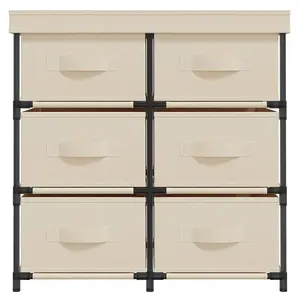 Berkfield Storage Cabinet with 6 Drawers 55x29x55 cm Cream Steel