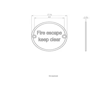 2x Fire Door Keep Clear Sign 64mm Fixing Centres 76mm Dia Satin Steel