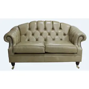 Chesterfield 2 Seater Old English Dark Sand Leather Sofa Settee Bespoke In Victoria Style