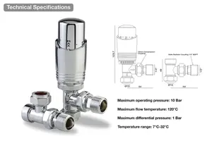 Designer Chrome Thermostatic Radiator Valve Twin Pack TRV Angled