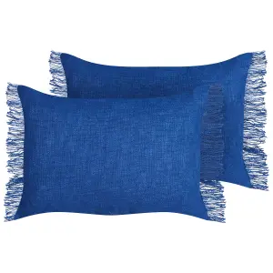 Set of 2 Cushions MABA Cotton Solid Navy Blue