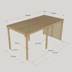 Shade Pergola - Wood - L240 x W480 cm - Rustic Brown