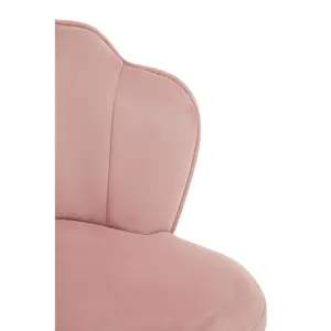 Interiors by Premier Pink Velvet Dining Chair, Backrest Pink Accent Chair with Gold Legs