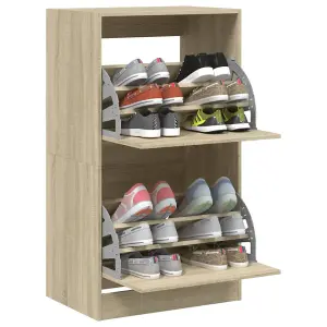 Berkfield Shoe Cabinet with 2 Flip-Drawers Sonoma Oak 60x42x108 cm