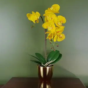 Gold Orchid Artificial Yellow with Golden Pot 48cm Botanik