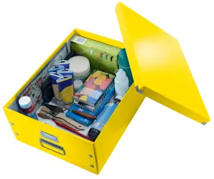 Leitz Wow Click & Store Yellow Storage Box with Metal Handles Large