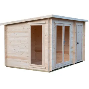 12 x 8 Ft. 19 mm Log Cabin with Storage Shed