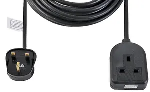 PRO ELEC - Rubberised Plastic 1-Gang Extension, Black, 10m Lead