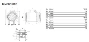 Vortice 17185 TIPO LINEO 100T Centrifugal Mixed-Flow Inline Extractor Fan 100mm (Timer Model)