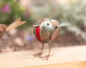 3x Robin Redbreast Metal Ornaments