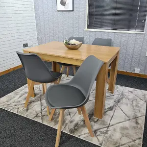 Kitchen Dining Table With 4 Chairs Dining Table Room Set 4 Wooden OAK Effect Table 4 Grey Tulip Chairs Furniture Kosy Koala