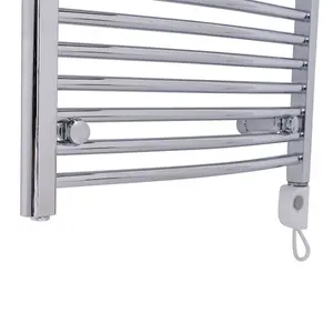 Right Radiators Electric Heated Towel Rail Radiator Curved Pre-filled Thermostatic Ladder Warmer Chrome 1500x600 mm