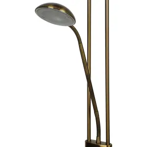 GoodHome Pulmoz Satin Antique brass effect LED Mother & child floor light