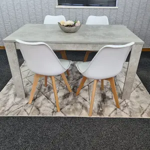 Dining Table With 4 Chairs, Dining Table Room Set 4, kitchen set of 4, Grey Table, 4 white tulip chairs, Kosy Koala