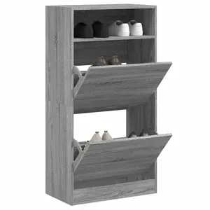 Berkfield Shoe Cabinet Grey Sonoma 60x34x116 Engineered Wood