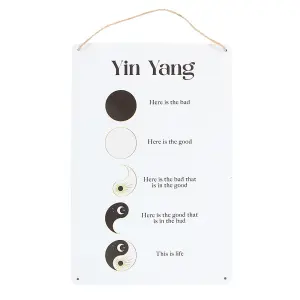 Something Different Tin Yin Yang Hanging Sign White/Black (One Size)