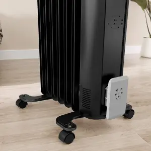 HOMCOM 1500W 7 Fin Oil Filled Heater Radiator for Home, Black